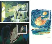 Bezpieczna płatność Groenland - Moderne Kunst IV 2010 - Maximumkaart met 3 zegels