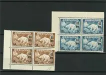 Groenland 1956 - Provisional AFA 37-38 in blokken van 4 - Postfris Autentyczny