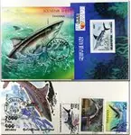 Tani Haaien 3 souvenir velletjes en 15 postzegels