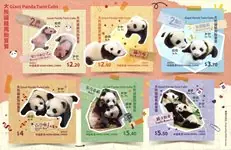 Hong Kong - Grote panda tweeling welpjes - Postfris souvenirvelletje self-adhesive Tylko dziś