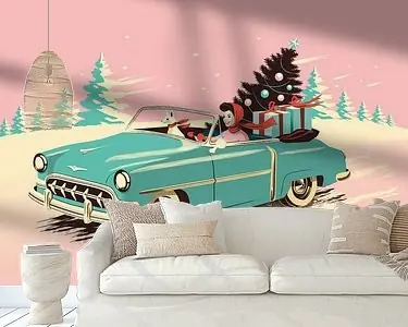 Vintage Cabrio Kerst Auto Bezpieczna płatność
