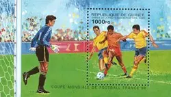 Guinea - Wereld cup voetbal - Set van 5 en souvenir velletje, postfris. Najlepsza cena