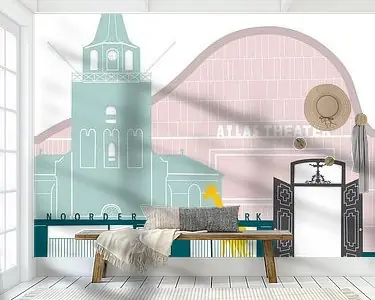 Oryginalny Skyline illustratie stad Emmen in kleur