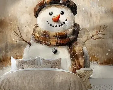 Rabat Vrolijke Sneeuwpop Schilderij