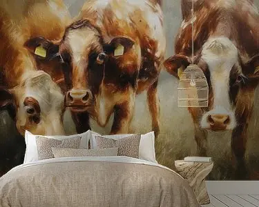 Premium nieuwsgierige rood bonte koeien