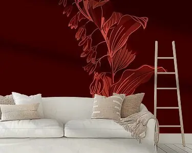 Tak met bloesem | Roze Rood | Illustratie Premium