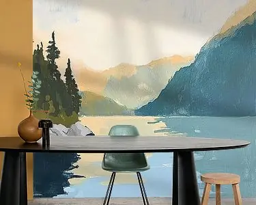 Nowość Meer Natuur Minimalistisch Bergen