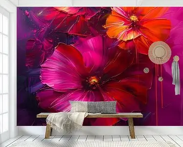 Kleurrijke abstracte bloemen kunst op canvas Zamów teraz