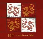 Oferta Hongarije - Year of the Dragon - Postfris souvenirvelletje