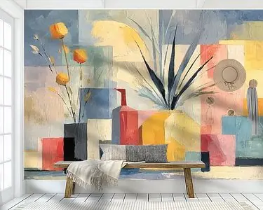 Bloemen in kleurige vazen Oferta