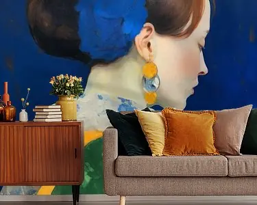 Nowość Klassiek portret in blauw, geel en groen