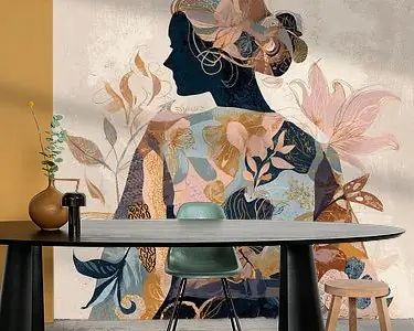 Kup teraz Vrouw met Bloemen | Abstracte Vrouw met Bloemenpatroon