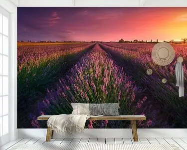 Nowość Zonsondergang over lavendelvelden in Toscane