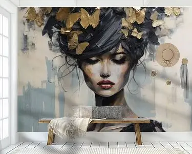 She's lucky, modern en abstract portret Wyprzedaż