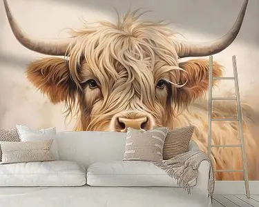 Oryginalny Bruine Schotse Hooglander Portret