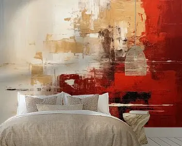 Abstract Schilderij Kunstdruk Modern Rood, Geel en Wit Szybka dostawa