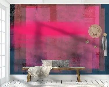 Stedelijke dageraad. Moderne abstracte kunst in neonroze, blauw, terra. Popularny