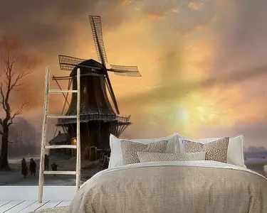 Hollands winterlandschap schilderij met molen Ostatnia szansa