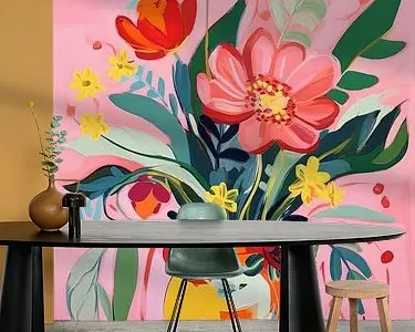 Super kleurrijke vaas met bloemen Nowość