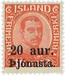 IJsland 1923 - Dienstzegel AFA 43 - Postfris Bezpieczna płatność