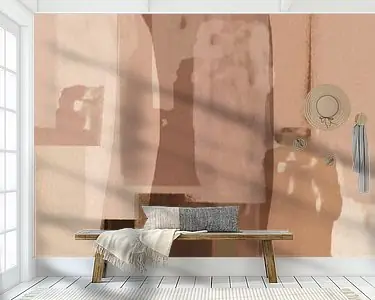 Wysoka jakość Abstracte organische vormen en lijnen in warme kleuren. Stoffig roze en bruin