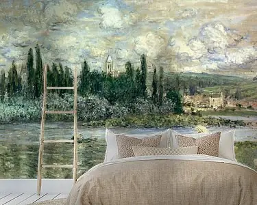 Gezicht op Vétheuil, Claude Monet Popularny