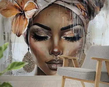 Modern en abstract portret in pastelkleuren Autentyczny