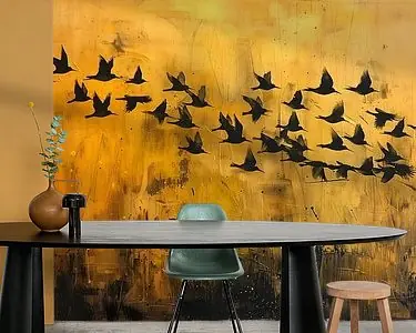 Schilderij Vogels | Schilderij Zwart goud | Plexiglas Ekspresowa dostawa