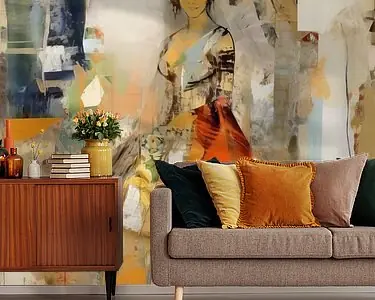 Kup teraz Moderne collage, portret van een jonge vrouw