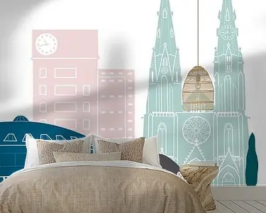 Wysoka jakość Skyline illustratie stad Eindhoven in kleur