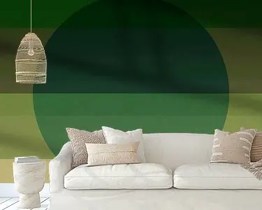 Neon kunst. Kleurrijk minimalistisch geometrisch abstract in groen, beige, bruin. Darmowa dostawa