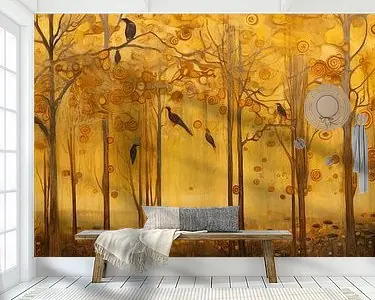 Golden Forest with Birds Oferta