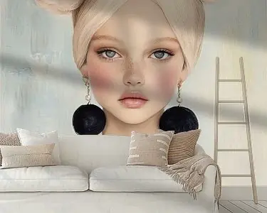 Het meisje met de grote oorbellen, pastelkleuren Oryginalny