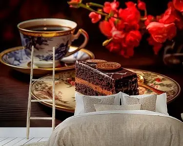 Oferta limitowana Chocoladetaart en Koffie in Porselein - Klassiek Stilleven