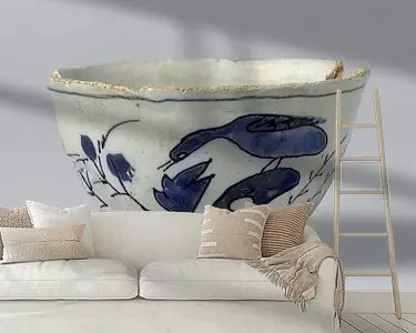 Oferta 15e eeuws 'Delfts blauw' aardewerk kop [deel 1 van tweeluik]