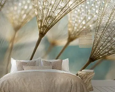 Verticaal landelijk panorama: Goudbruine pluisjes met turquoise Tylko dziś