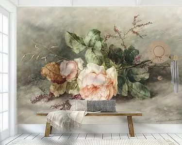 Promocja Rozen door Margaretha Roosenboom . Retro botanisch stilleven in pastelkleuren