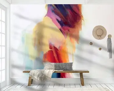 Abstract vrouwenportret in warme pastelkleuren Szybka dostawa