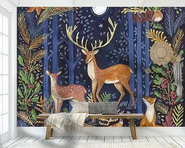 Bezpieczna płatność Bosdieren in donker bos bij maanlicht