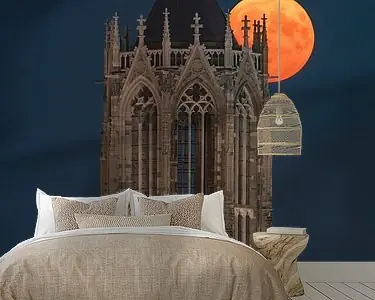 Domtoren Utrecht met blauwe supermaan Kup teraz