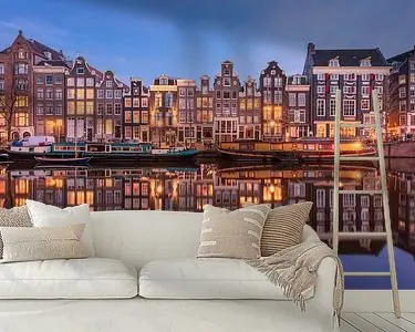 Amsterdam Singel Panorama Blauwe Uur Rabat