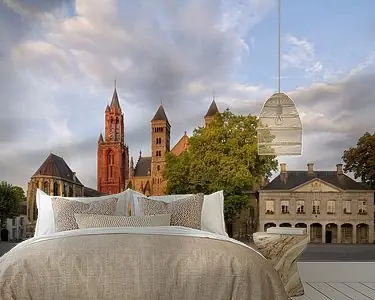 Vrijthof Maastricht in het ochtendlicht - Sint-Servaasbasiliek en Sint-Janskerk Wysoka jakość