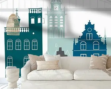 Skyline illustratie stad Nijmegen in kleur Darmowa dostawa