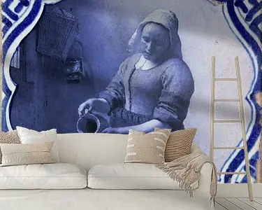 Melk meisje Tegeltje Delfts blauw Wysoka jakość