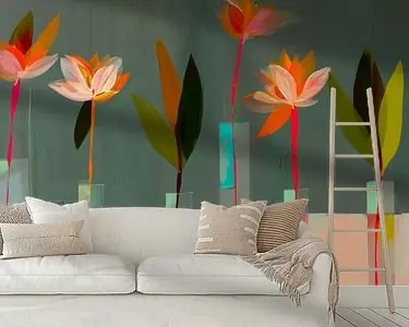 Kleurrijk stilleven met bloemen, abstract Wysoka jakość