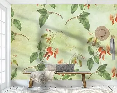 Nowość Vintage rood en groene tropische print