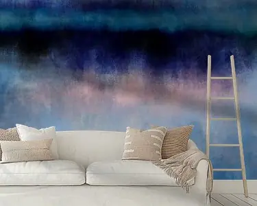 Zwrot pieniędzy Kleurrijk abstract minimalistisch landschap in pastelkleuren. Blauw, roze en zwart.