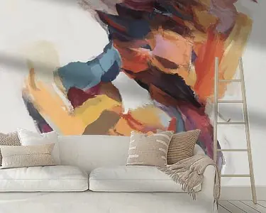 Nowość Kleurrijk en abstract expressief schilderij