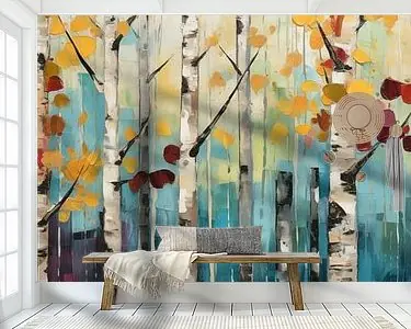 Aspen Bos Palet Mes Stijl Brede Print Olieverfschilderij Popularny