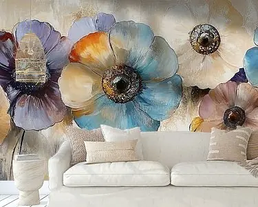 Kleurrijke Bloemen | Kleurrijk Bloemen Canvas Niska cena